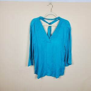 Sandro Choker-detail twill blouse in Teal Size S